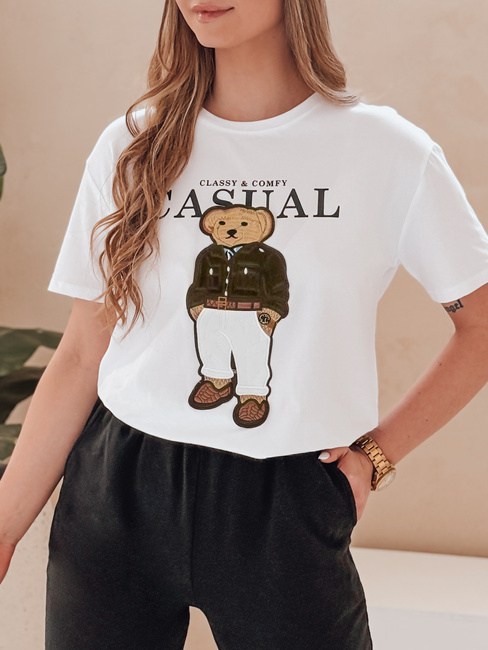 T-shirt damski z misiem MISSTARTA biały Dstreet RY2880