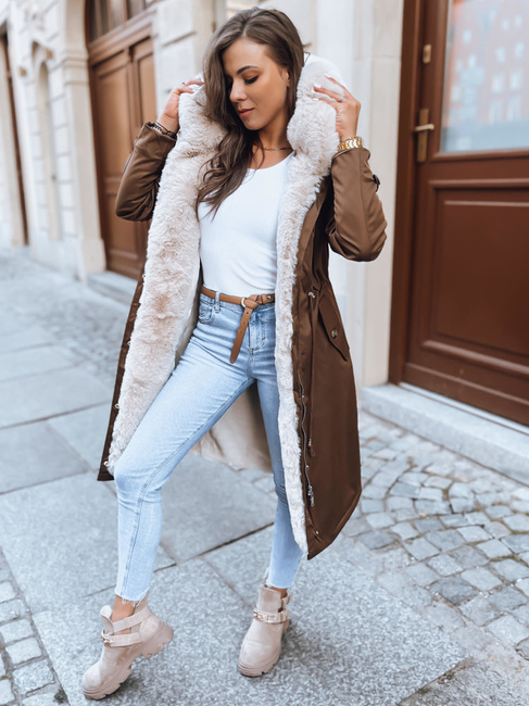 Kurtka zimowa damska parka HARPERSOFT brązowa Dstreet TY3686