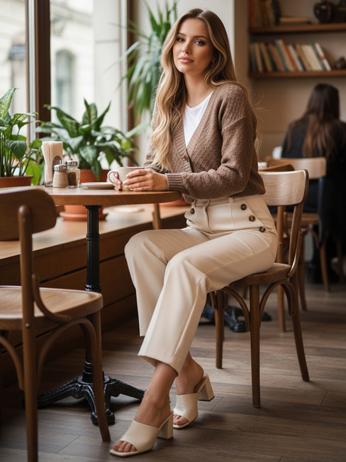 Sweter damski CHICLINE beżowy Dstreet MY2419