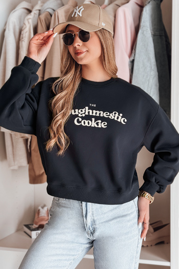 Bluza damska oversize z nadrukiem COOKIES granatowa Dstreet BY1447