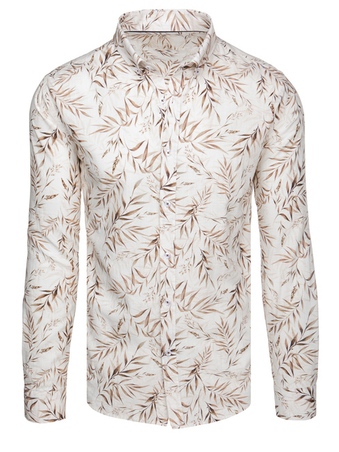 Koszula męska w liście biała Dstreet DX2639