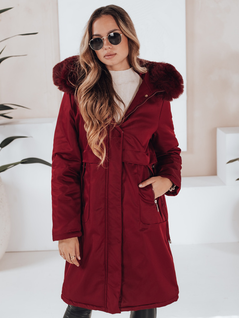 Kurtka zimowa damska parka z futerkiem bordowa Dstreet TY5114
