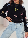Sweter damski one size TIELUSH w małe kokardki czarny Dstreet MY2358