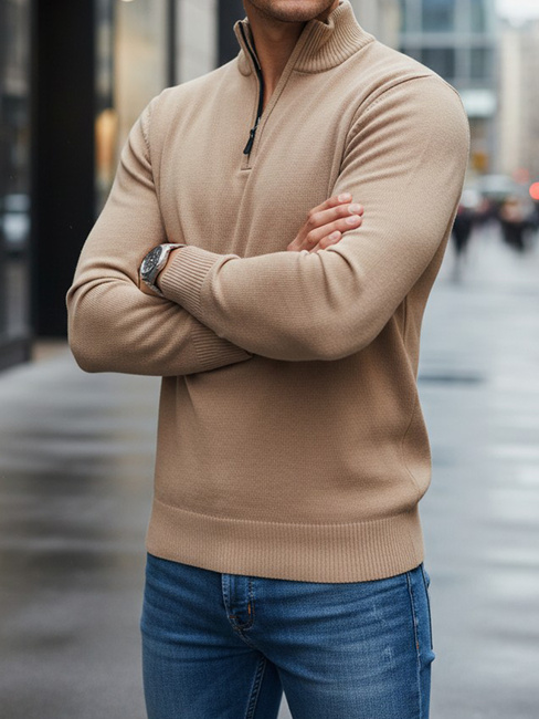 Sweter męski kamelowy Dstreet WX2341