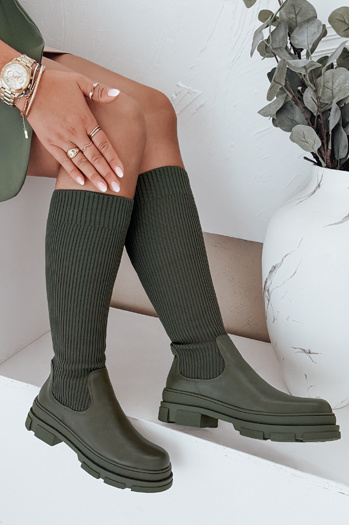 Kozaki damskie skarpetkowe zielone Dstreet ZY1013