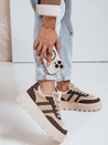 Sneakersy damskie z futerkiem na platformie brązowe Dstreet ZY1082