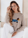 Damski sweter z aplikacją psa CHICPAWS beżowy Dstreet MY2543