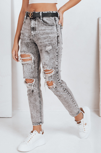 Jeansy damskie push up z dziurami szare Dstreet UY2780
