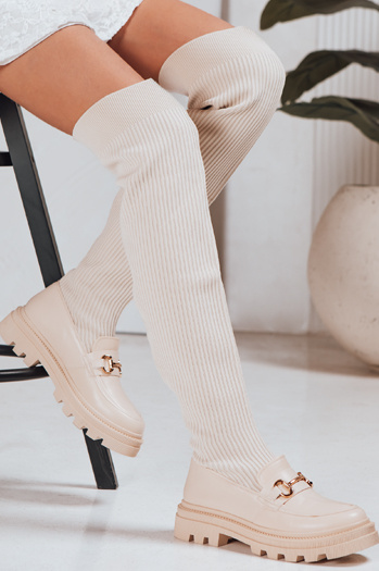 Kozaki damskie skarpetowe beżowe Dstreet ZY1323