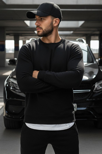 Bluza męska bez kaptura czarna BX2416