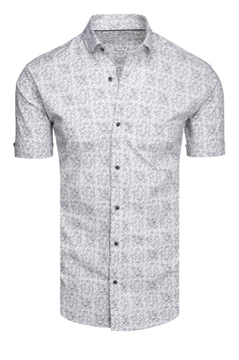 Koszula męska we wzory z krótkim rękawem jasnoszara Dstreet KX1055