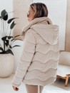 Kurtka damska zimowa WARMMISS pikowana z kapturem  jasnobeżowa Dstreet TY4923