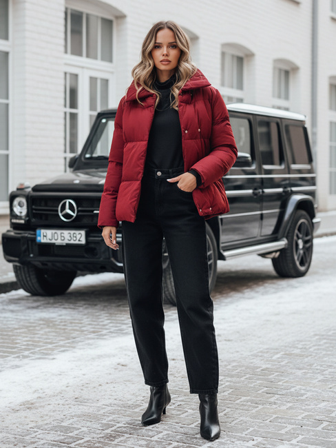 Kurtka zimowa damska pikowana LARO bordowa Dstreet TY4957