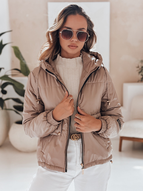 Kurtka damska pikowana z kapturem ARON kamelowa Dstreet TY4398