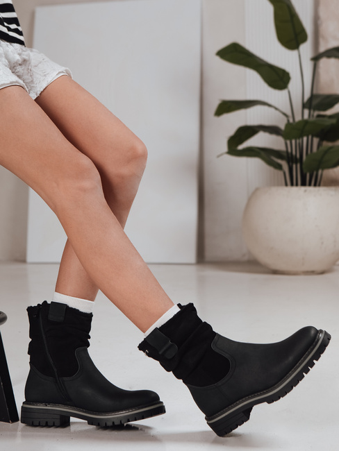 Botki damskie zamszowe czarne Dstreet ZY1277