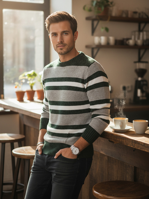 Sweter męski w paski szary Dstreet WX2262