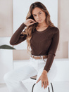 Damski sweter prążkowany NOLVIE brązowy Dstreet MY2494