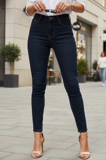 Jeansy damskie skinny z wysokim stanem granatowe Dstreet UY2865