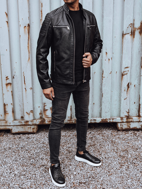 Kurtka męska przejściowa skórzana czarna Dstreet TX4731