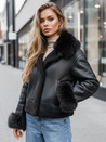 Kurtka damska skórzana z futerkiem czarna Dstreet TY5244z