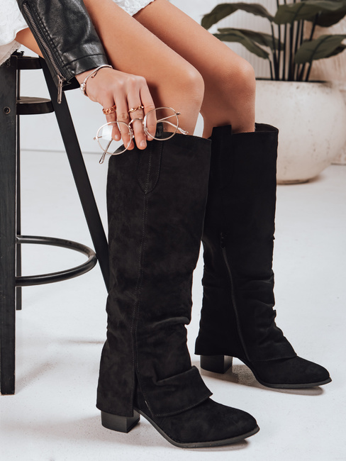 Kozaki damskie zamszowe czarne Dstreet ZY1316