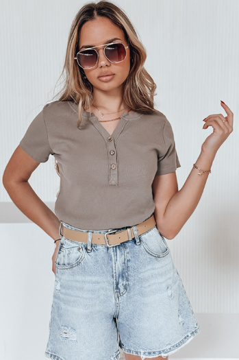 Bluzka damska one size prążkowana KISS LOOK brązowa Dstreet RY2827