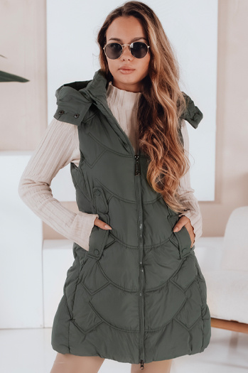 Kamizelka damska ocieplana pikowana zielona Dstreet TY5103