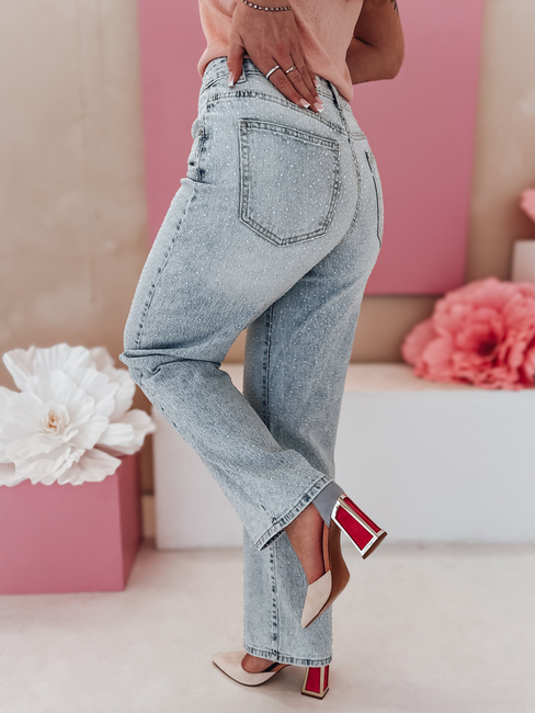 Spodnie damskie z kryształkami jeansowe DIAMONTI niebieskie Dstreet UY2475