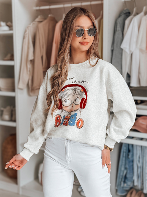 Bluza damska oversize z nadrukiem LALA VIBE szara Dstreet BY1503
