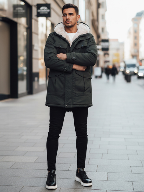 Kurtka zimowa męska parka z kapturem zielona Dstreet TX4961z