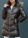 Kurtka zimowa damska pikowana futerko z kapturem LAGOON brązowa Dstreet TY4500