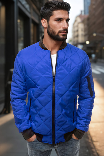 Kurtka męska pikowana bomber jacket niebieska TX2214