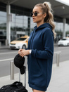 Bluza damska długa z kapturem oversize TIMMY ciemnoniebieska Dstreet EY1930