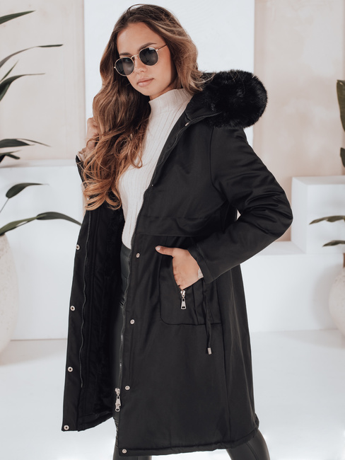 Kurtka zimowa damska parka z futerkiem czarna Dstreet TY5113