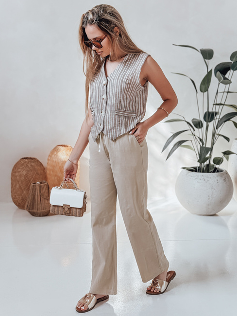 Spodnie damskie casualowe wide leg BOHO DAY khaki Dstreet UY2648