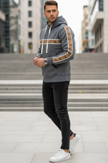 Bluza męska z kapturem ciemnoszara Dstreet BX5936