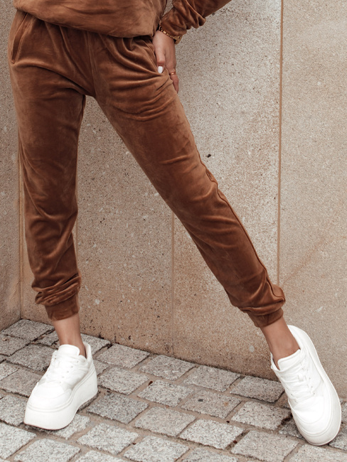 Spodnie damskie dresowe welurowe brązowe Dstreet UY3838