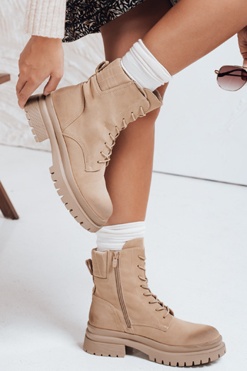 Botki damskie BASTEL beżowe Dstreet ZY0422