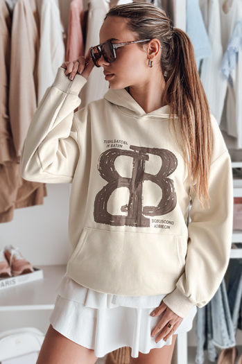 Bluza damska oversize z kapturem LITESSO beżowa Dstreet BY1418