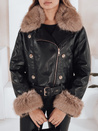 Kurtka skórzana damska z futerkiem czarna Dstreet TY5210