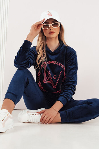 Welurowy komplet damski VIP PRIVATE granatowy Dstreet AY0867