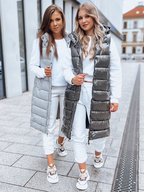 Kamizelka pikowana damska GANTINI srebrna Dstreet TY3744