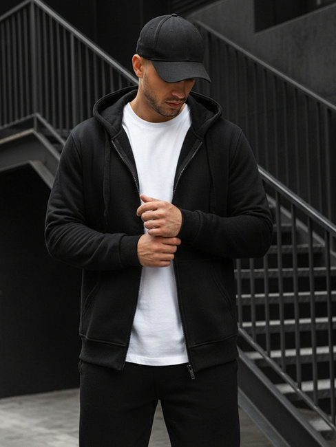 Bluza męska rozpinana z kapturem czarna BX2192