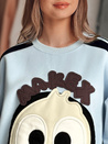 Bluza damska oversize z naszywkami CUTE MAKEX niebieska Dstreet BY1490