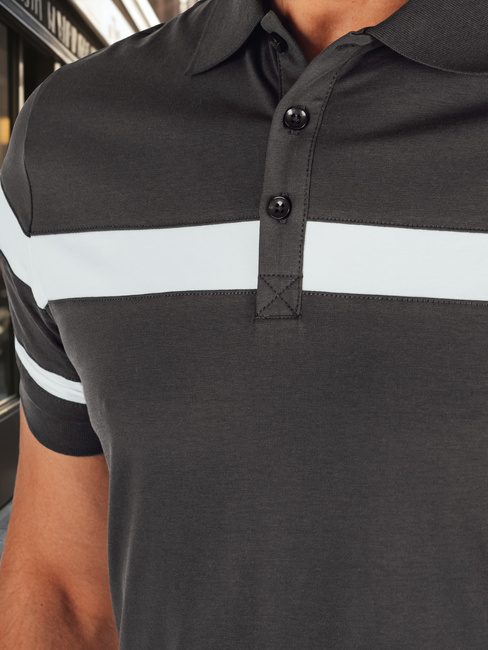 Koszulka męska polo z paskami ciemnoszara Dstreet PX0630