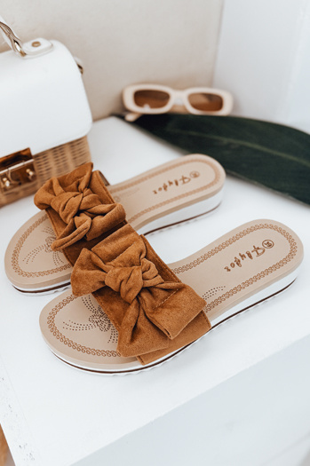 Klapki damskie LOVESLIDE kamelowe Dstreet ZY0996