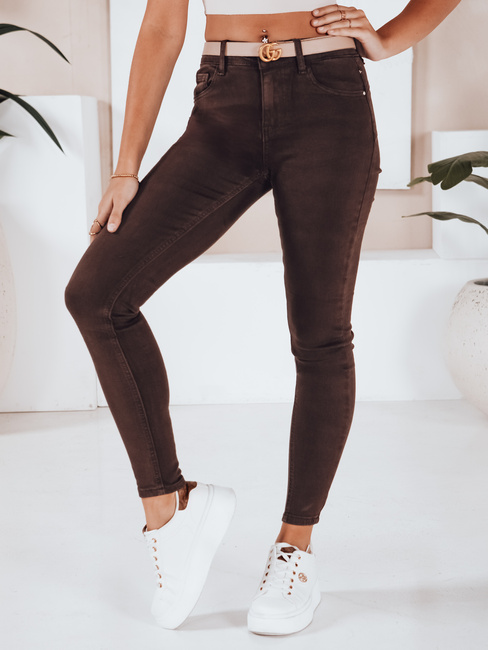 Jeansy damskie push up brązowe Dstreet UY2774