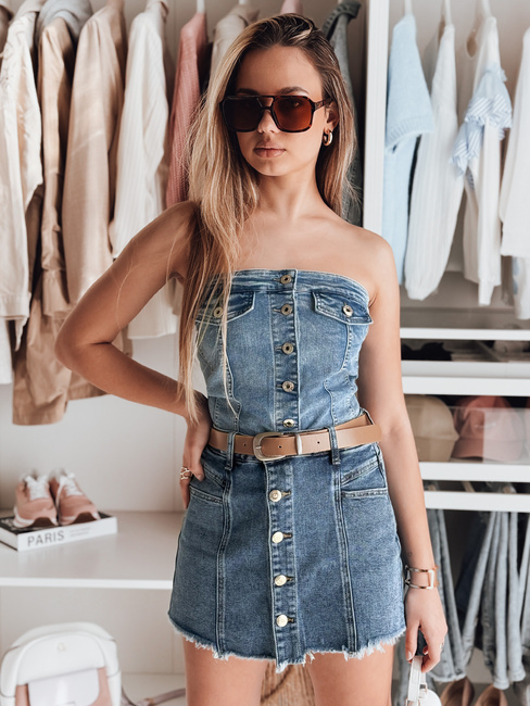 Top damski gorsetowy jeansowy GORSETORA niebieski Dstreet RY2826