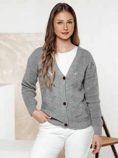 Sweter damski rozpinany KNITVIA jasnoszary Dstreet MY2401_3