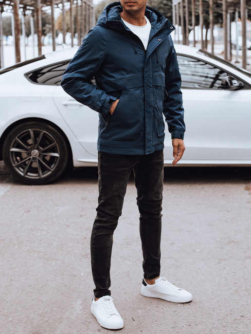 Kurtka męska przejściowa z kapturem niebieska Dstreet TX4882